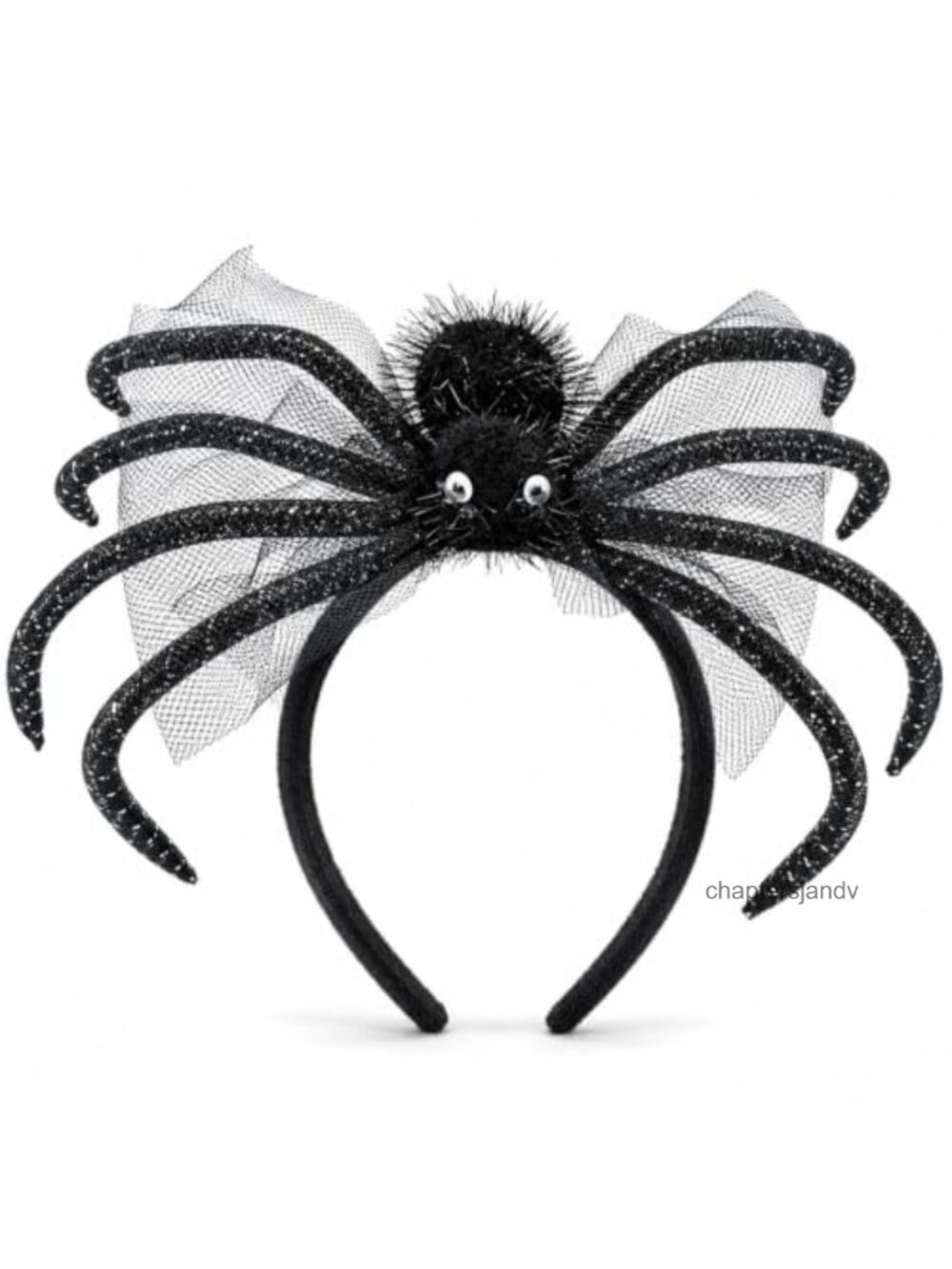 3D Fuzzy Spider Headband Plush Tulle Halloween Costume Hair Accessory